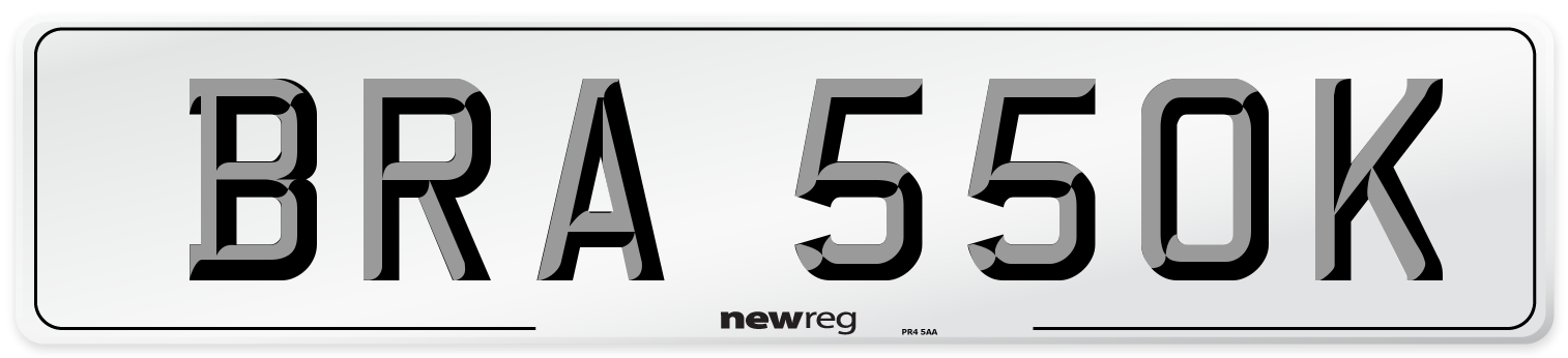 BRA 550K Number Plate from New Reg